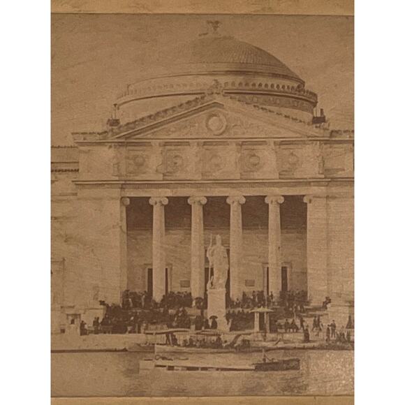 Antique Stereoscope Stereograph Real Photo Sepia Tone 1st Fine Arts Building GUC - Picture 1 of 5